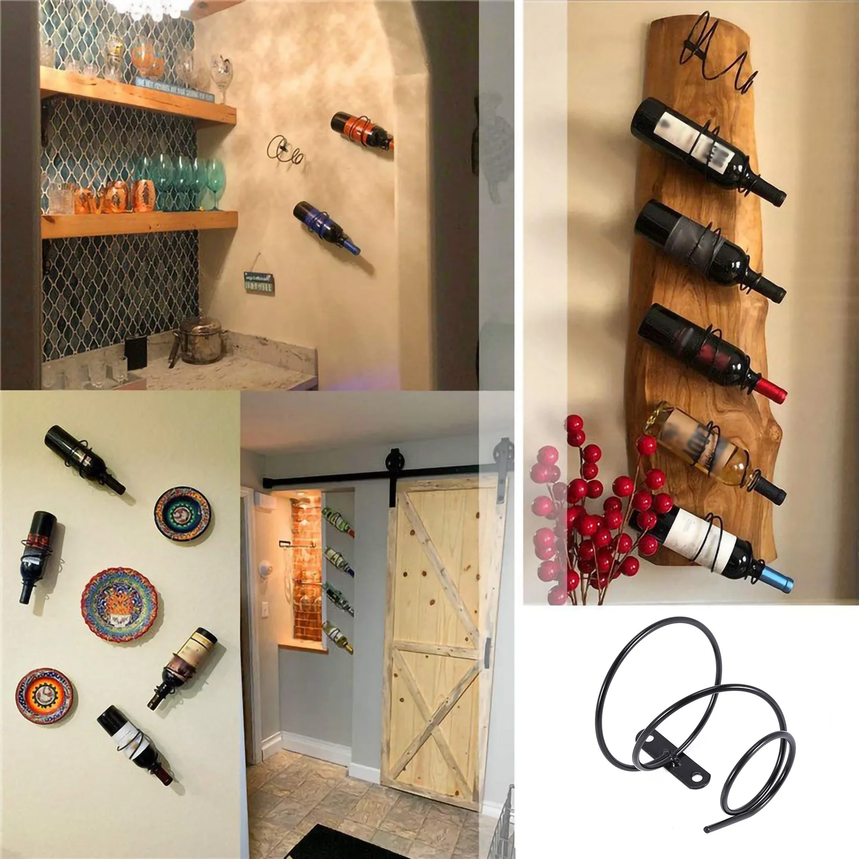 24-Hour Delivery 3Pack Simple Single Bottle Wall-Mounted Wine Rack, Wine Bottle Display Rack, Metal Hanging Wine Rack