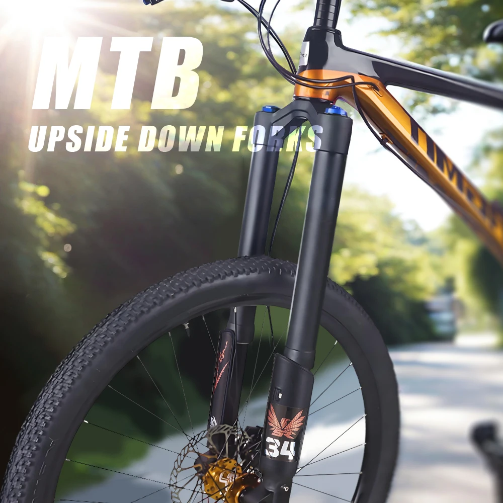 شوكة دراجة من سبائك الألومنيوم STLF مع تاج فرامل قرصية مقلوب من خلال المحور وشوكة ركوب الدراجات الجبلية الهوائية الربيعية المستقيمة #4