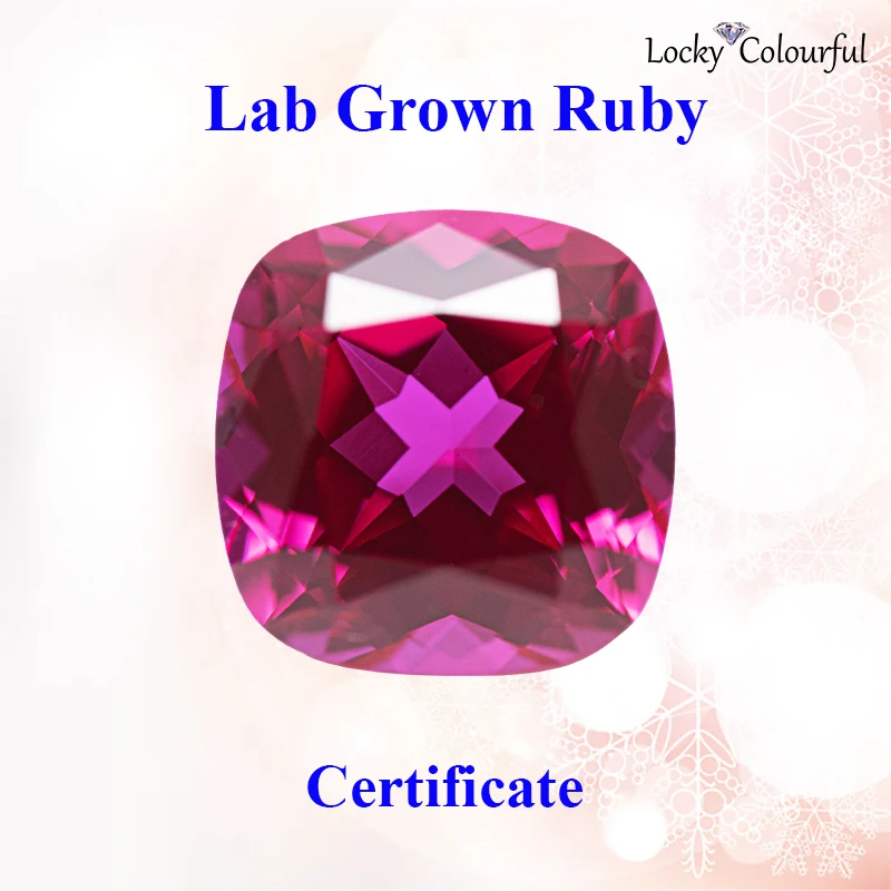 

Lab Grown Ruby Square Cushion Shape Wholesale Rubeliite Color Charms Bead Selectable AGL Certificate for Jewelry Making Material