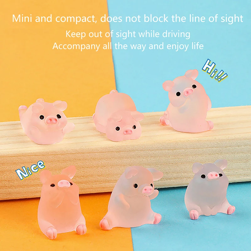 Mini Resin Piggy Car Dashboard Toys Dolls Figures Home Garden Decoration Cartoon Colorful Pig Cute Car Ornaments Gifts