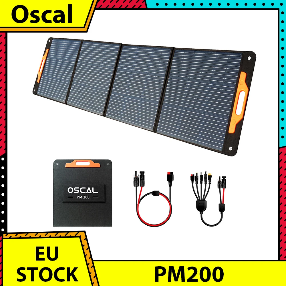 Oscal PM200 200W Foldable Solar Panel, Adjustable Kickstand, ≥22% Solar Conversion Efficiency, ETFE Material