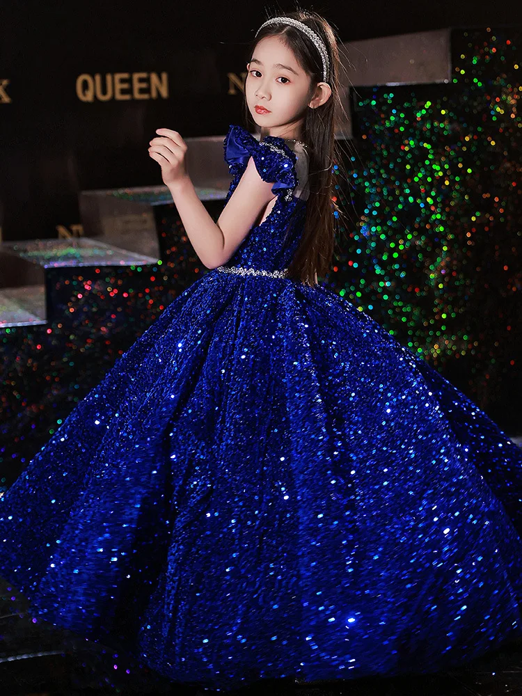 Princess Dress Sequin Evening Weddings Long Dresses Elegant Formal Ball Gown For Girls Birthday Gift 1-14Y