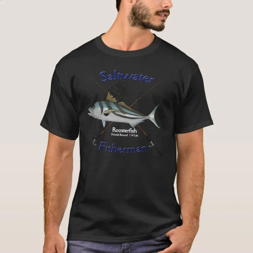 Roosterfish Saltwater Fishing Fishermans Angler Gift T-Shirt New 100% Cotton O-Neck Short Sleeve Casual Mens T-shirt Size S-3XL