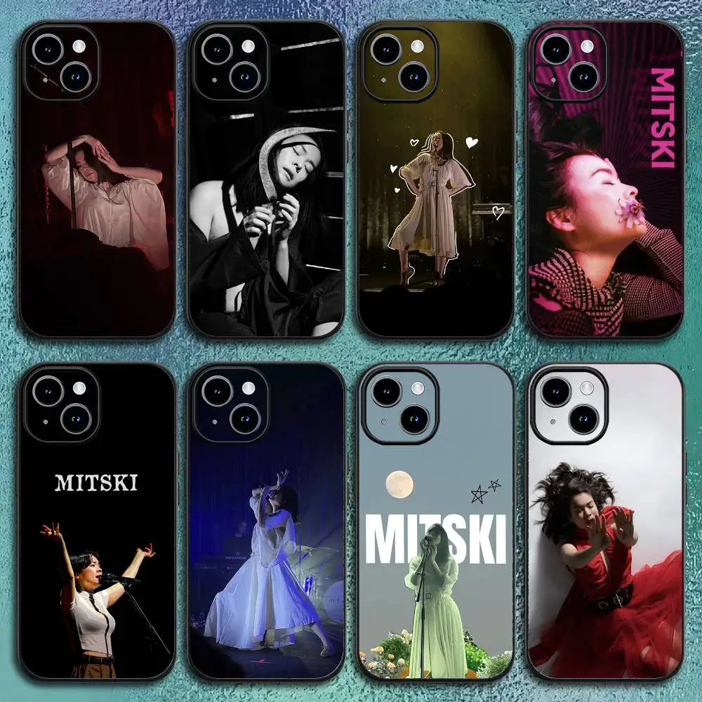 Sänger M-Mitski Handyhülle für IPhone 17 12 13 14 15 16 Pro Max Plus Klassische schwarze Softshell