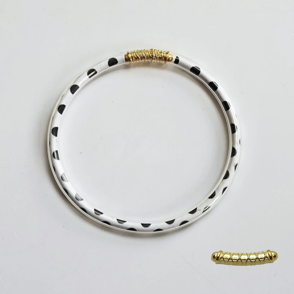 1 Piece PU Leather Leopard Print Transparent Silicone Fashion Minimalist Jewlery Accessory Jelly Bangle for Women Wholesale