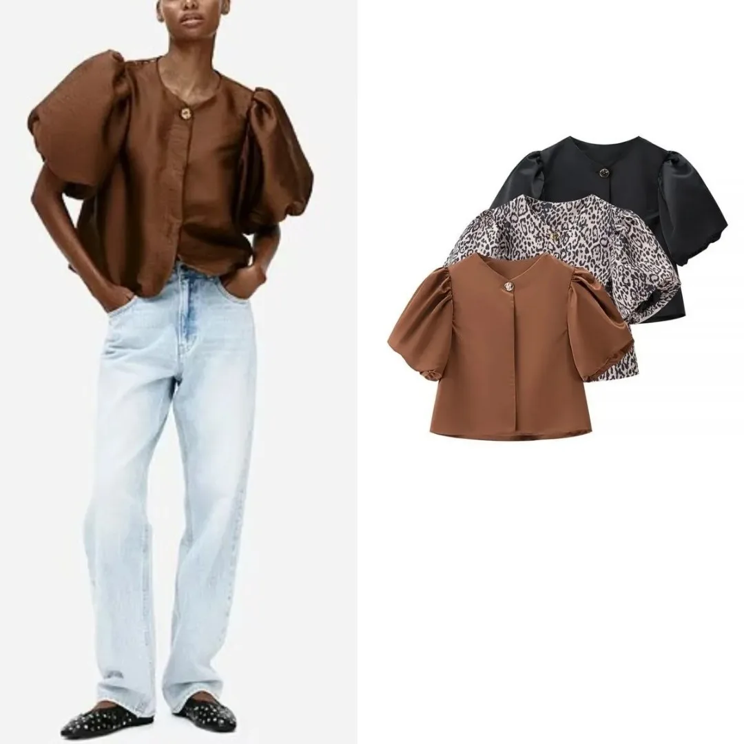 V-neck Bubble Short Sleeve Blazer Women Y2k Top Korean Fashion Jacket Casual Loose Coats White Black Blazer