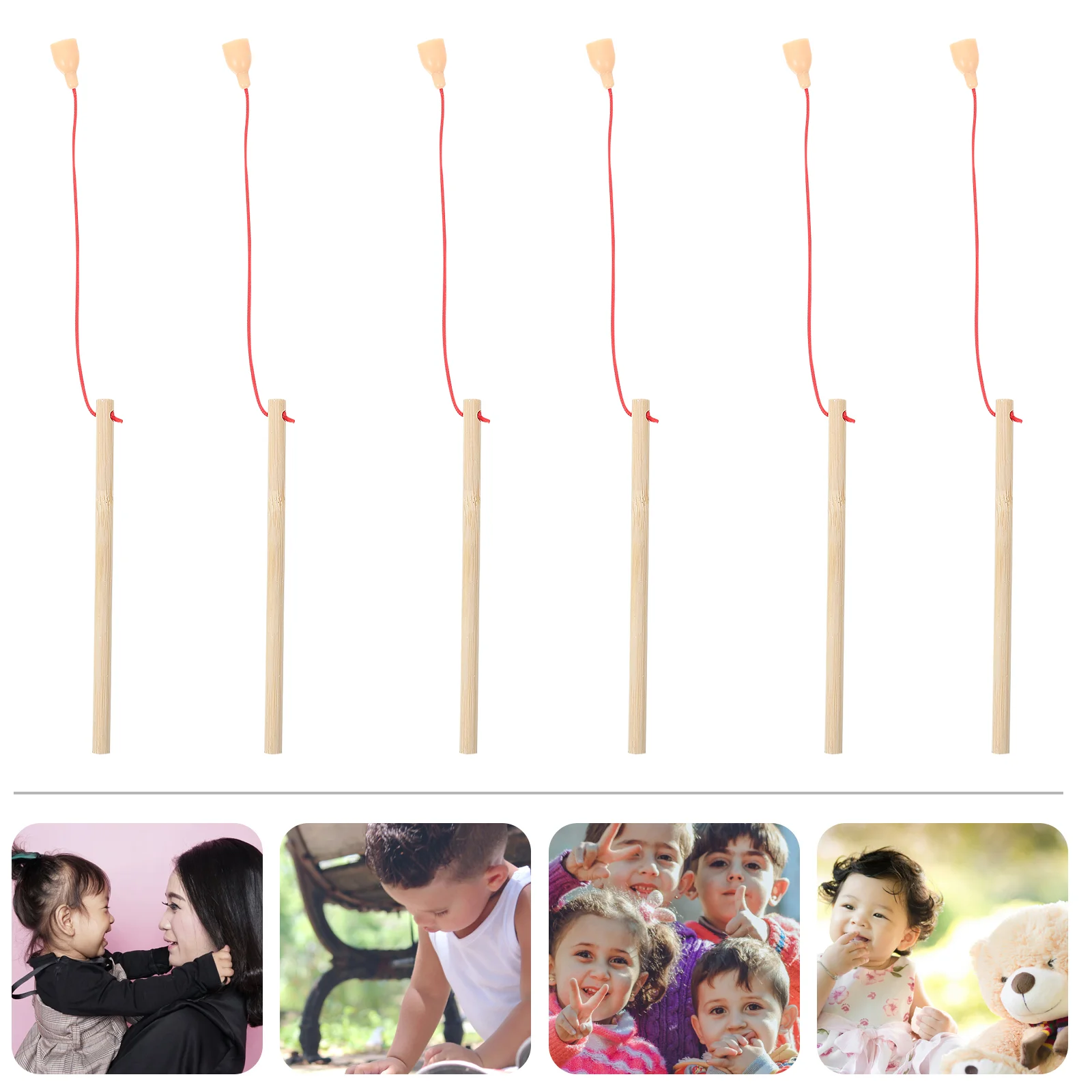 Magnetic Wooden Fishing Rod for Kids, Mini Magnetic Rods, Game Catching Child Toddler, Kindergarten, 6 Pcs