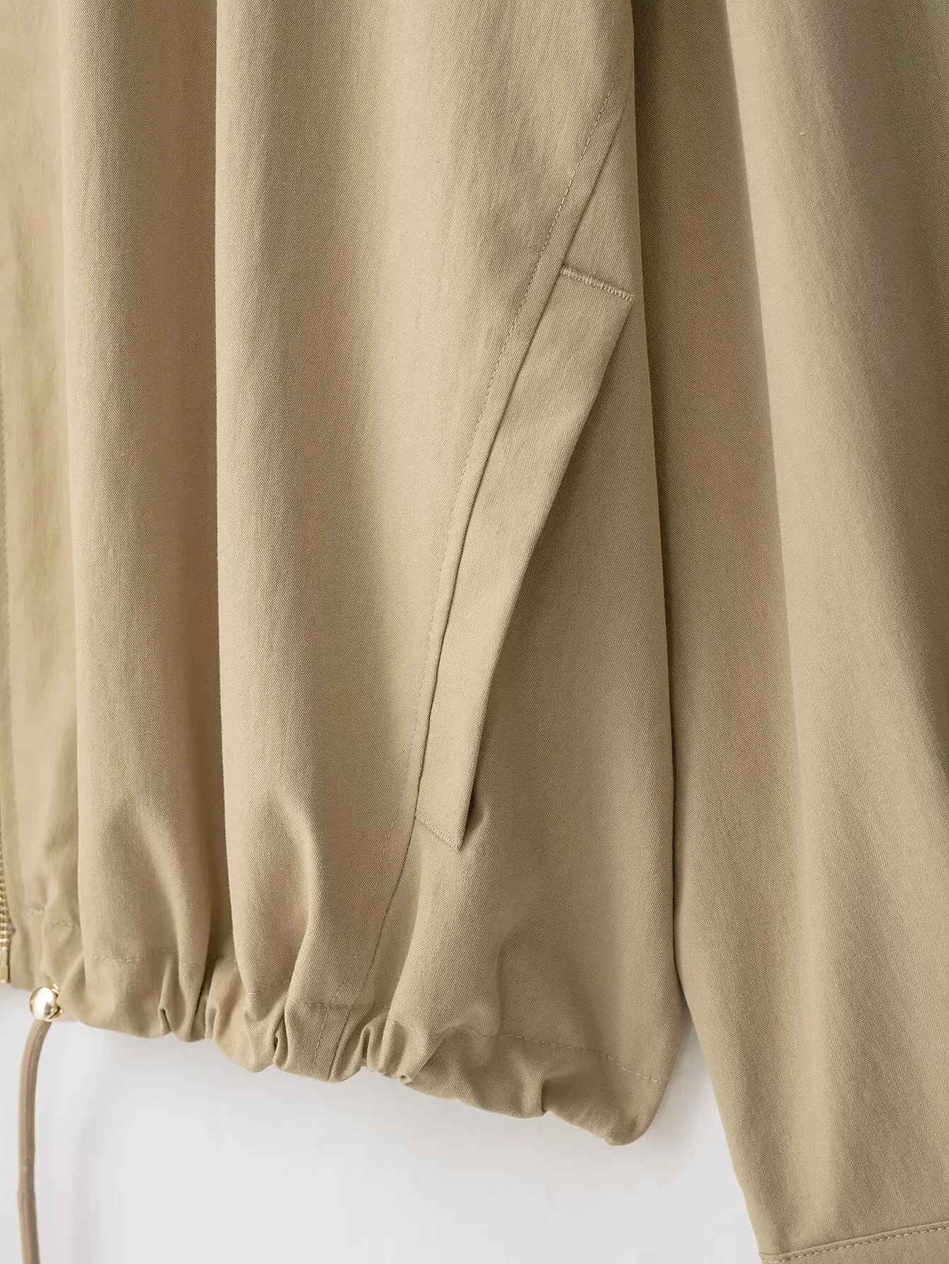 TFMLN Lässige Kapuzenjacke für Damen, Einfarbig, mit Revers und Reißverschluss, Neue Herbst-Damenjacke mit Lockerem Schnitt und Langen Ärmeln – Detail 7