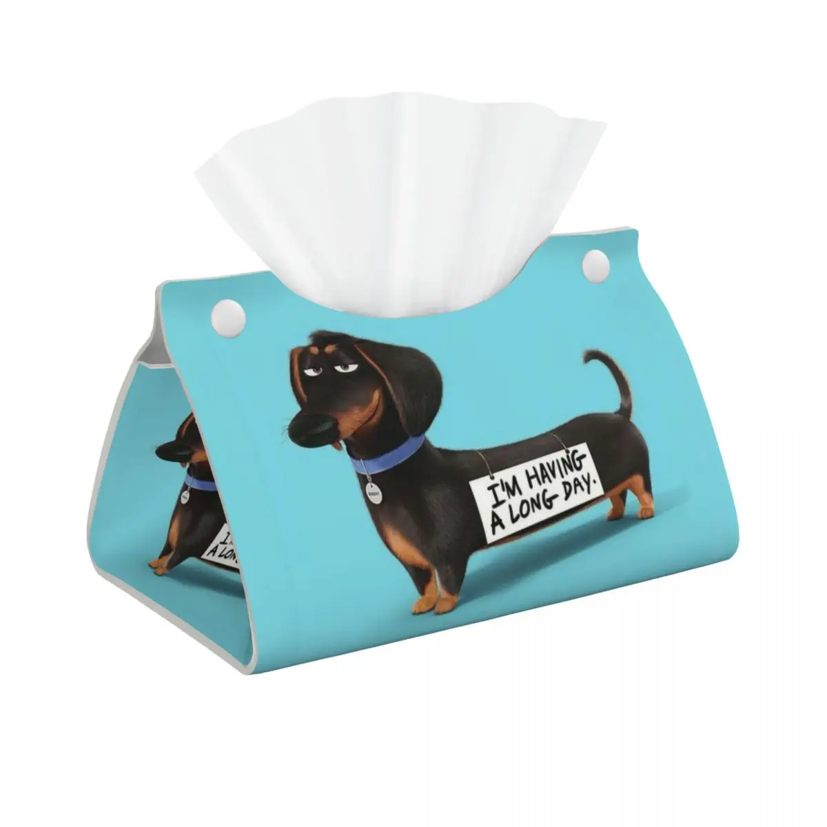 Caja de pañuelos faciales Kawaii Dachshund, cubierta Rectangular, Wiener, tejón, salchicha, perro, soporte de caja de pañuelos de cuero PU para inodoro de coche