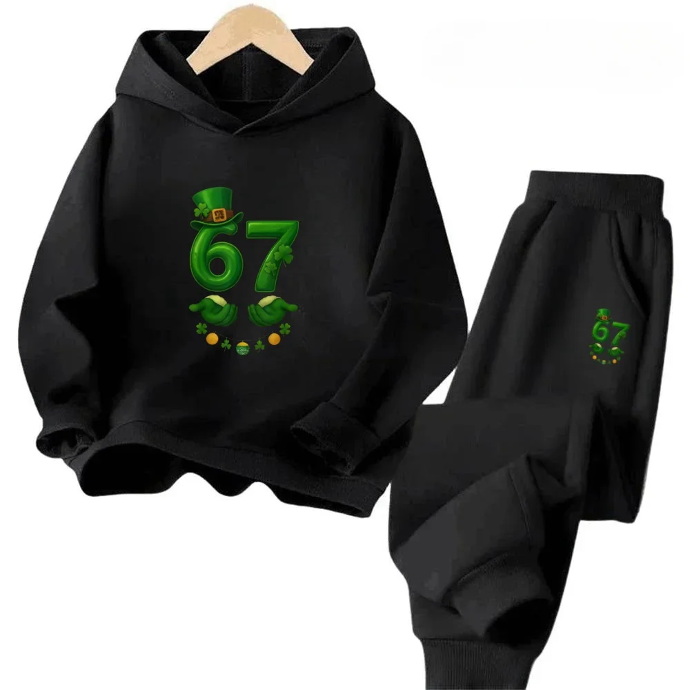 

Children's Hoodie Set for Spring and Autumn, Warm Top, Trendy Printed Sportswear Set for Boys and Girls, Suitable for Adults