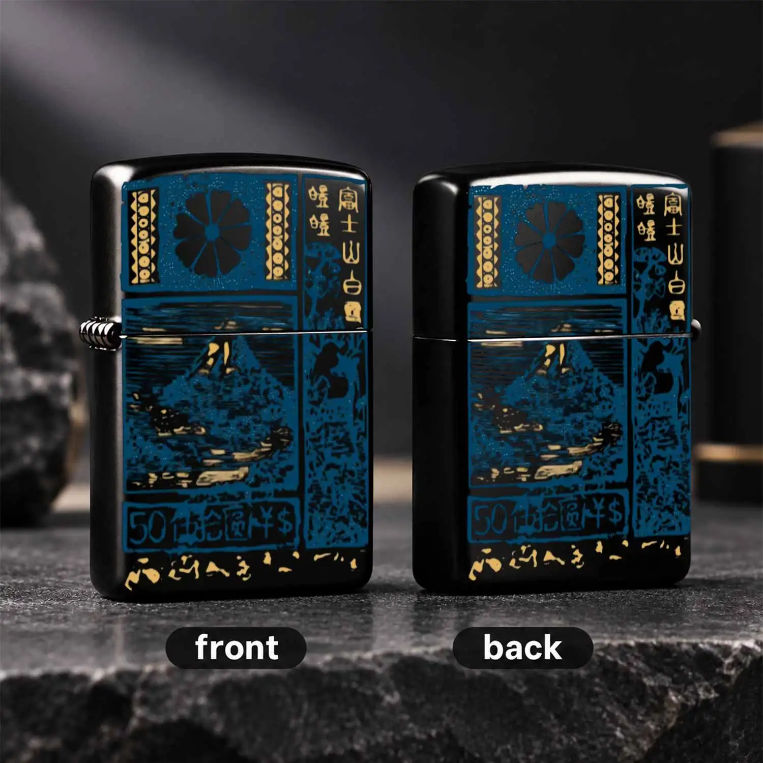 Vintage Ukiyo-E Mount Fuji Themed Lighter, Classic Woodblock Print Art Stylish Portable Ignition Tool, Ideal For Camping Daily Outdoor Use, Exquisite Unique Gift For Friends, Scenic Decorative Practical Accessory For Al A Humorous And Inter