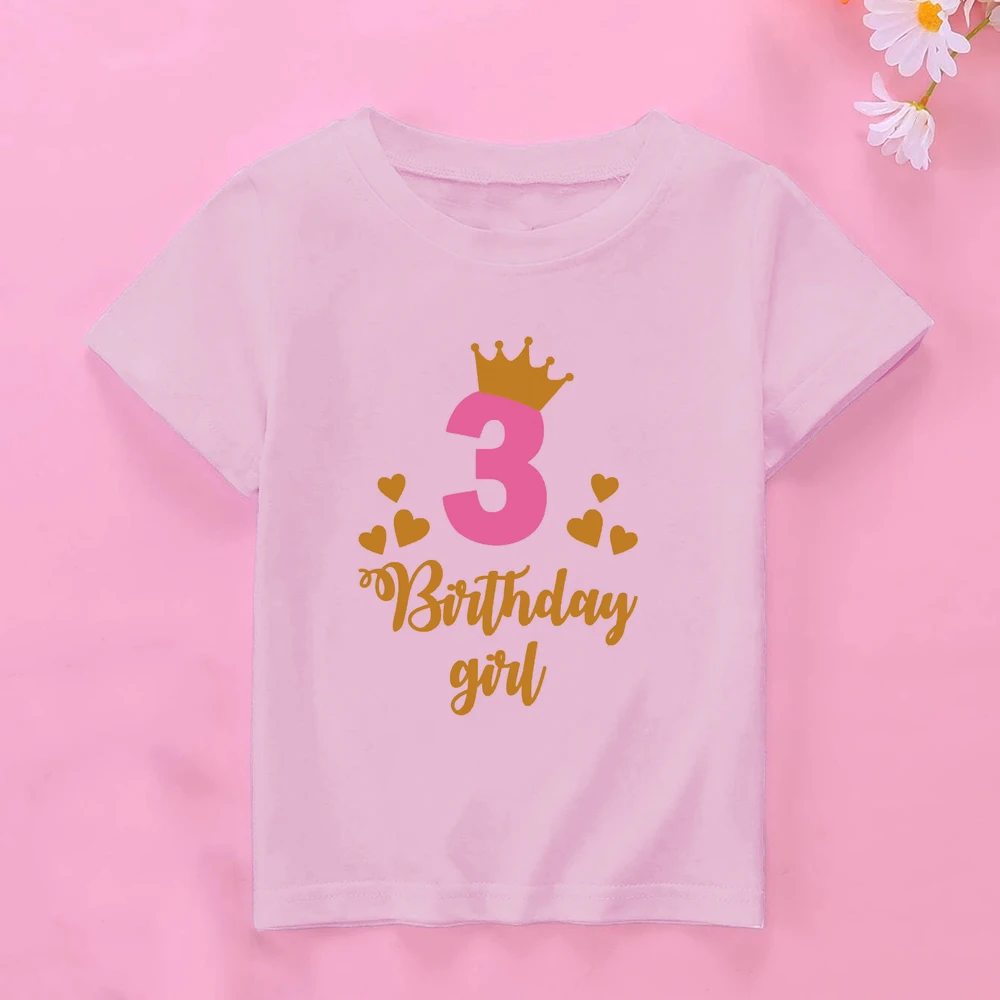 Camiseta feliz cumpleaños para niña – Manga corta con número - imagen 3