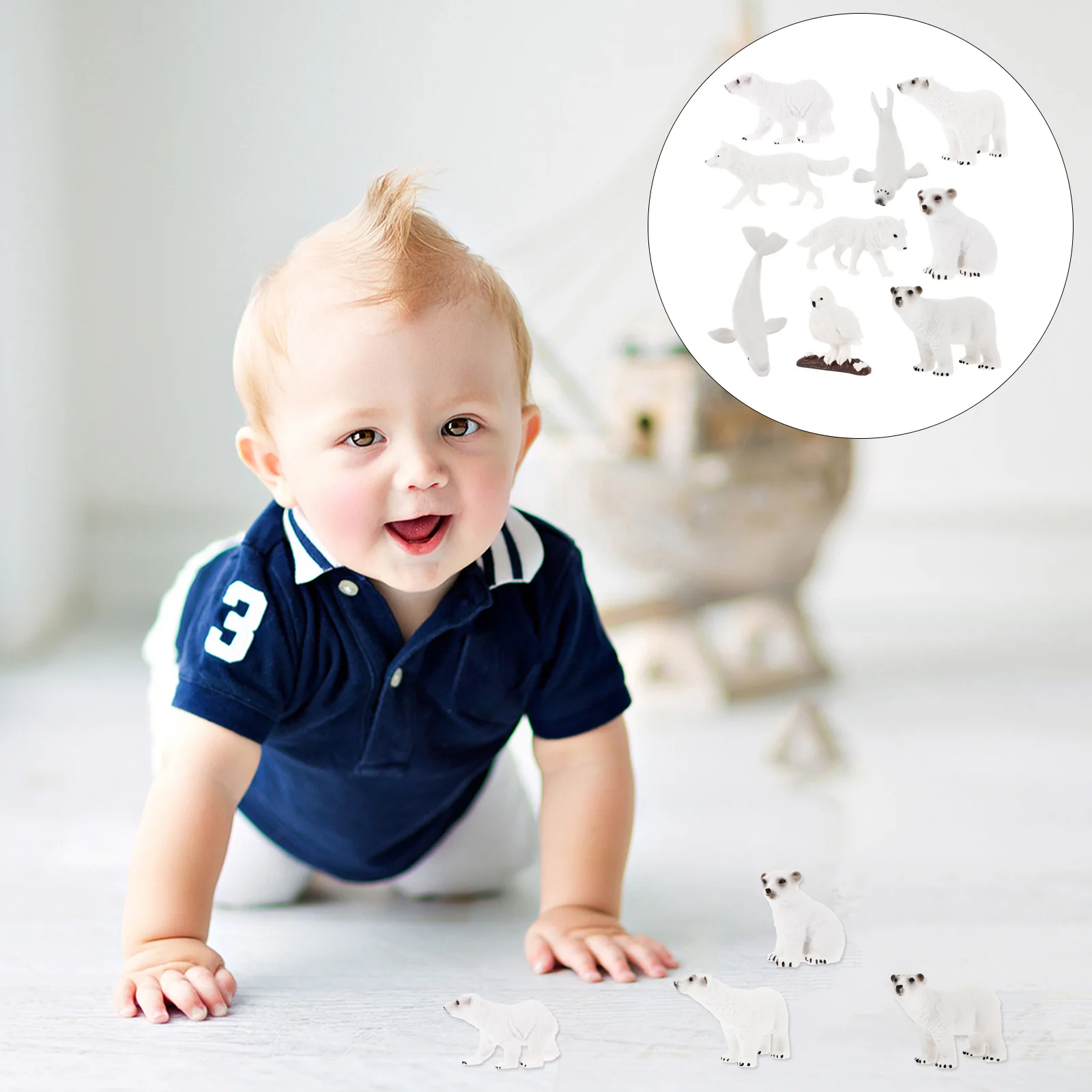 

9pcs Polar Animal Set Arctic Animal Ornaments For Kids Desktop Decorations Cake Topper Educational Gift Children Handicraft