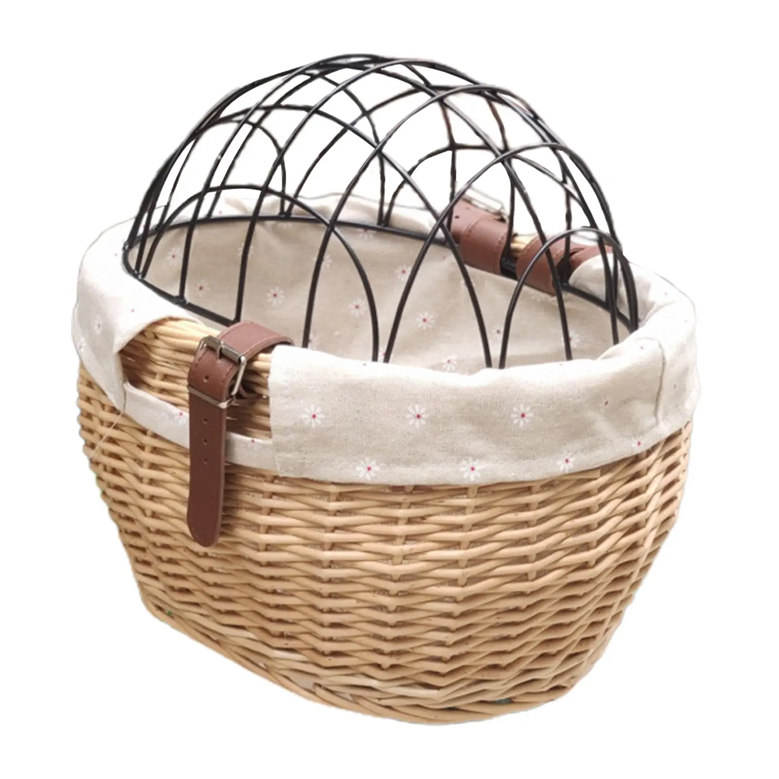 Wicker fietsmandje Wicker fietsmandje voor kleine honden katten huisdierendraagtas voormandje met gaasdeksel huisdierendraagtas voormandje