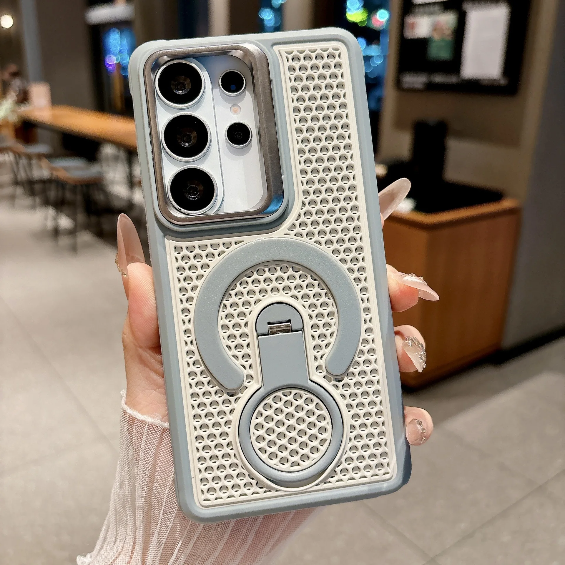 Unsichtbare Halterung Wärmeableitende Handyhülle für Samsung Galaxy S26 S25 S24 S23 Ultra Plus Atmungsaktive Stoßfeste Magnetische Abdeckung