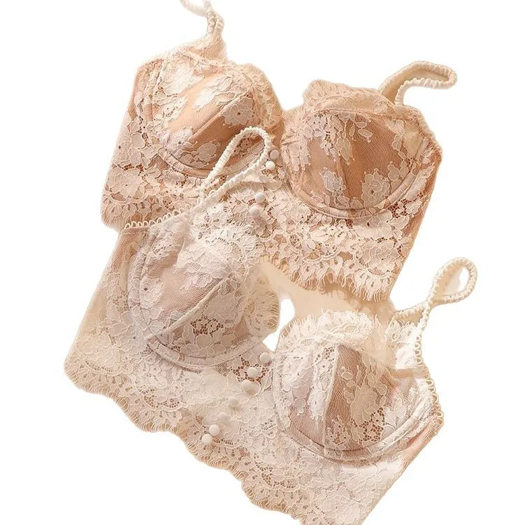 2025 Sexy lace French new strappy bra, backless underwear, women's retro thin vest bra KUCLUT