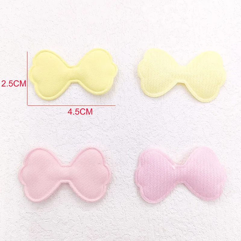 60 sztuk/partia 4.5*2.5CM tkaniny Bowknot wyściełane aplikacje dla DIY Handmade dzieci nakrycia głowy dodatki krawieckie