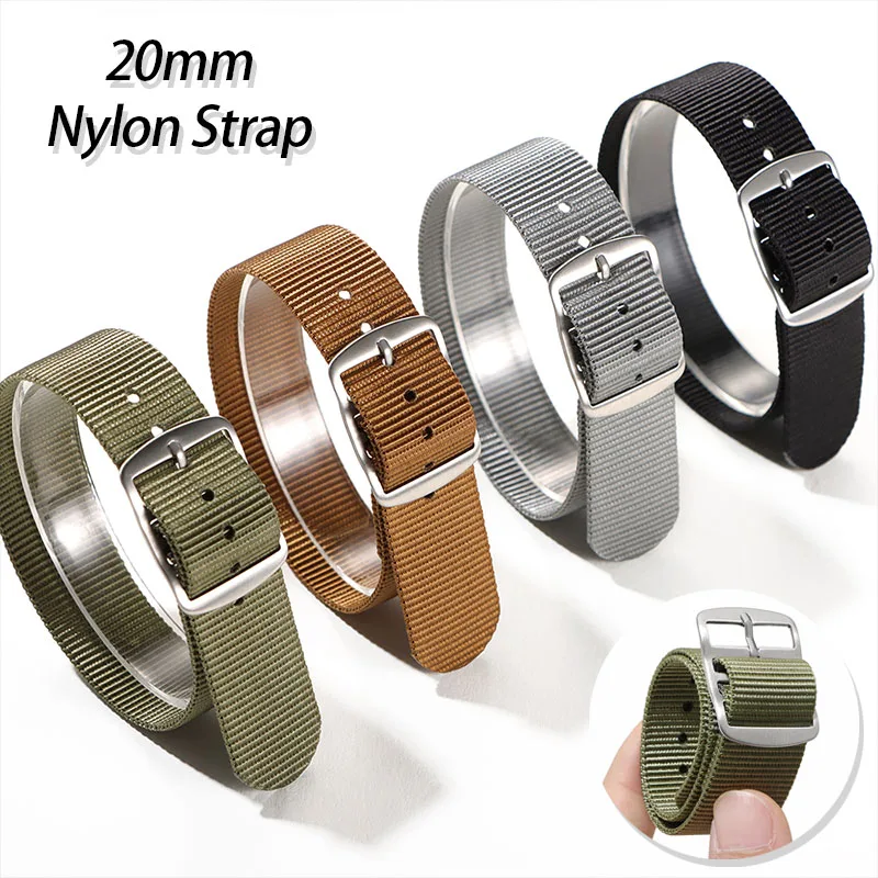 Bracelet de montre en nylon côtelé 20 mm, respirant, style militaire, en toile durable, pour Seiko, pour Omega, bracelet de remplacement universel