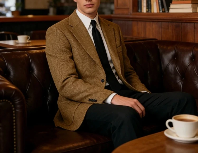 

Men's Suit Jacket British-Style Single-Breasted Formal Jacket and pants Slim Fit Coat For Wedding Business 2 peices