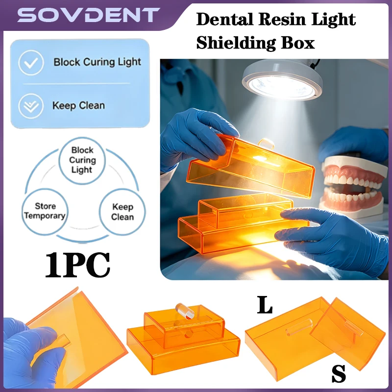 Dental Shade Protector Box Plastic Palette with Cover Oral Light-Proof Dentist Material Storage Case Dental Resin Shading Box