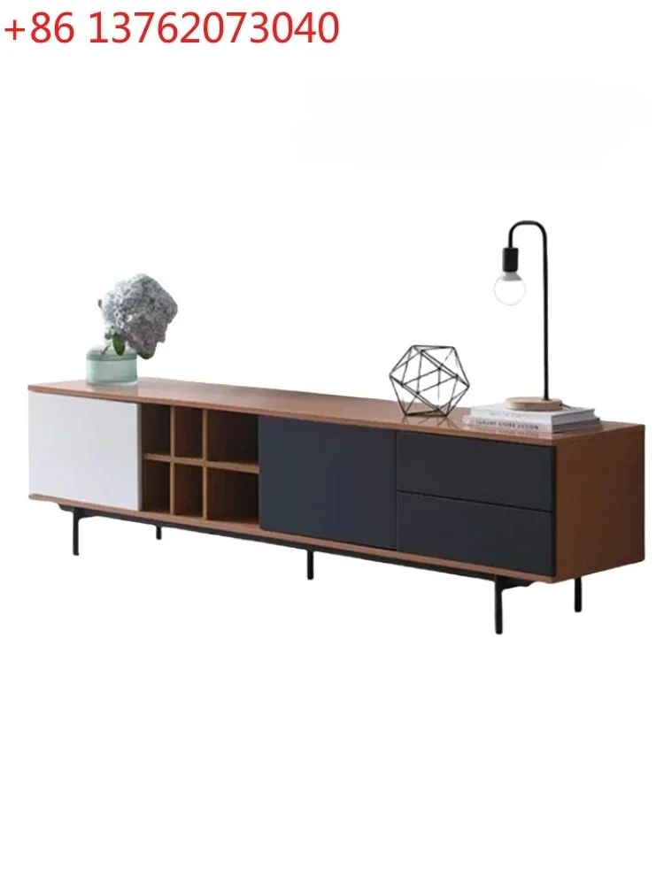 Italian cream wind solid wood paint TV cabinet modern simple floor audio-visual cabinet
