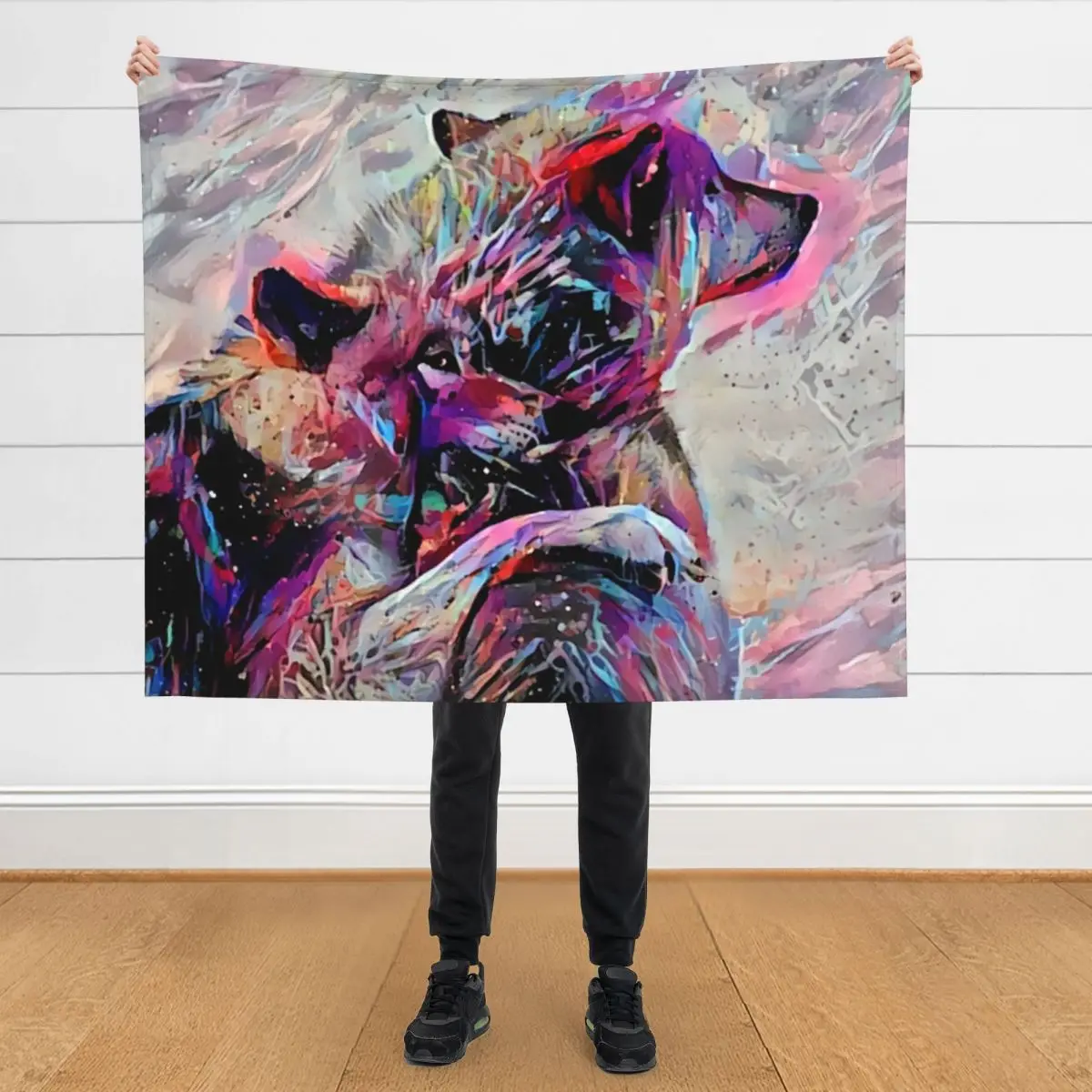

Vaporpaint Neon Wolf Pair Throw Blanket Thermals For Travel funny gift Furry Blankets
