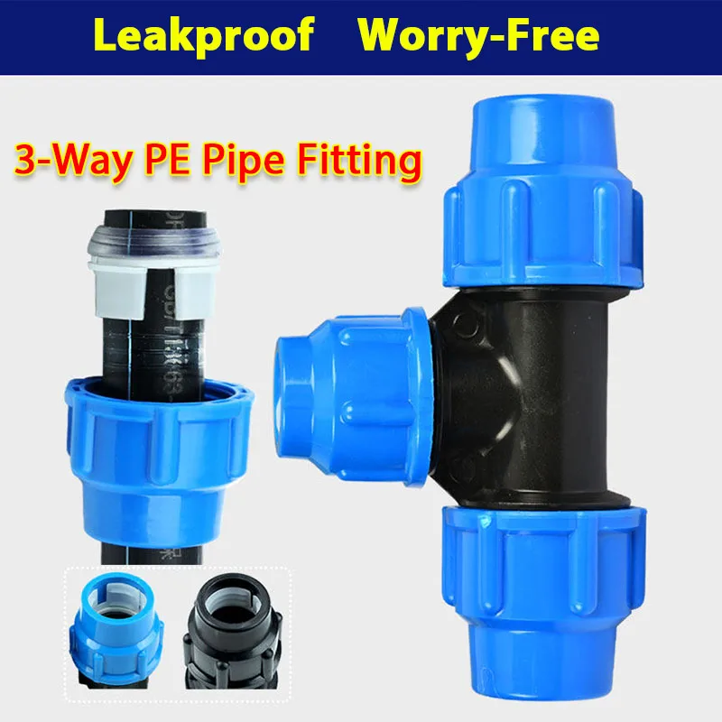 HDPE Reducer Reducing Tee 20mm 25mm 32mm Compression Quick Coupling Garden Irrigation Water Pipe Adapter Leakproof Connector
