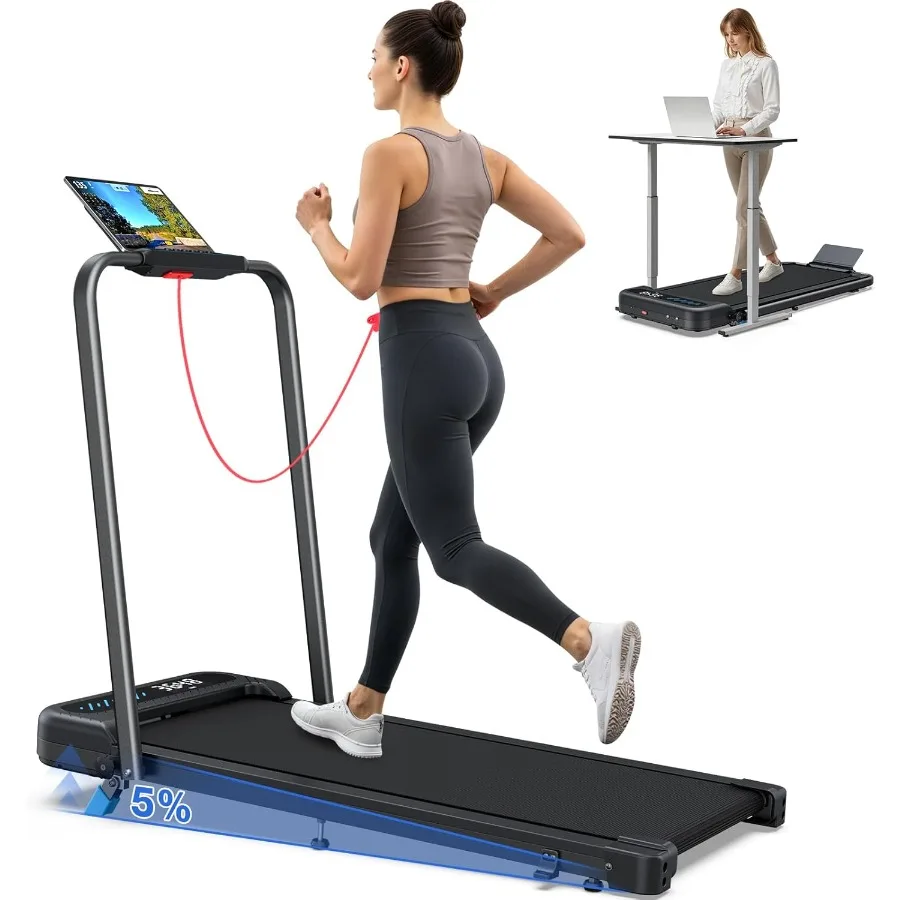 

Foldable 3.0HP Quiet Under Desk Treadmill with Incline 2 in 1 Portable Walking Pad for Home Small Space Black 320 Lbs Capacity