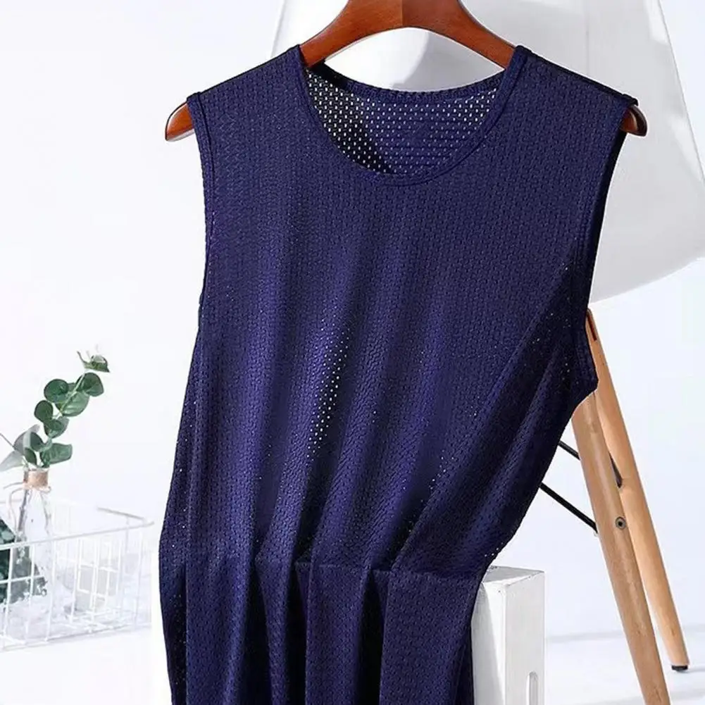 

Жилет для тренировок, мужские легкие дышащие сетчатые майки для тренировок, фитнеса, быстросохнущие однотонные топы с круглым вырезом без рукавов