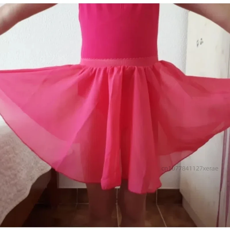 فستان رقص باليه للأطفال، فستان شيفون لممارسة الباليه للفتيات مع شريط مطاطي، فستان الأميرة نصف الجسم