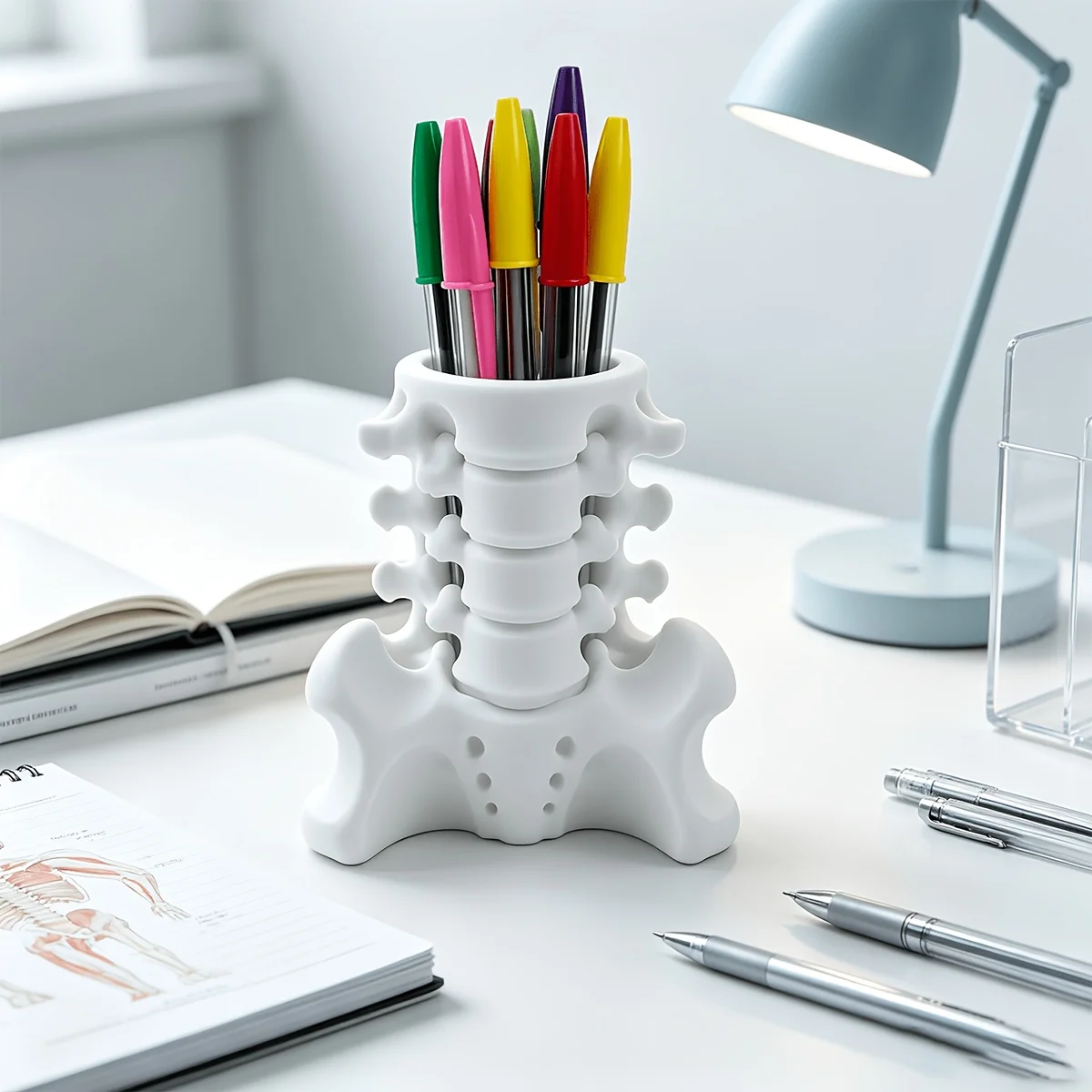 Creative Pen Holder Human Spine Pen Cup Office Supplies Organizer Desktop Stationery Holder Office School Storage
