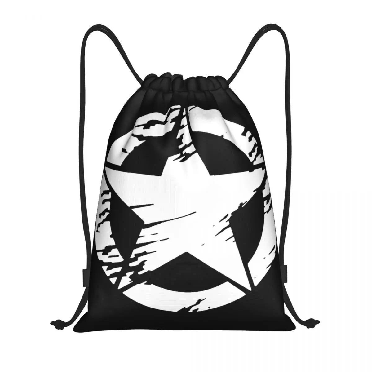 Military Tactical Army Star Drawstring Backpack Sports Gym Bag for Men Women Shopping Sackpack