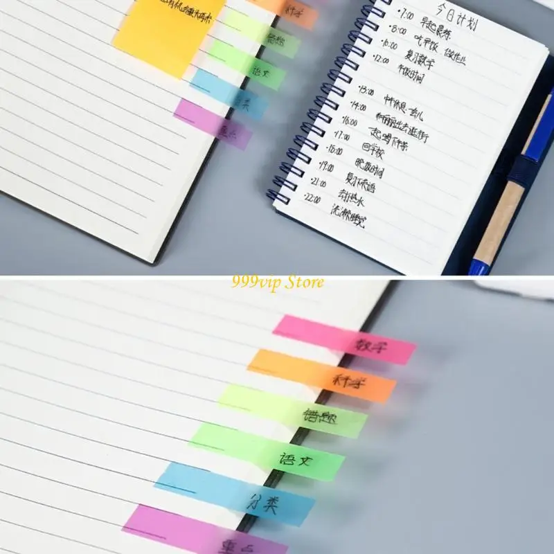 C90C 3PCSスティッキーノート付き小さな裏地のノートブックページマーカーインデックスタブ