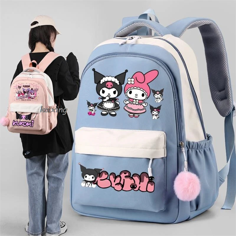 Lovely Kuromi Melody Backpack Women Bagpack for Teenager Girls Kids School Book Bags Sweet Soft Travel Backpack Mochila Escolar