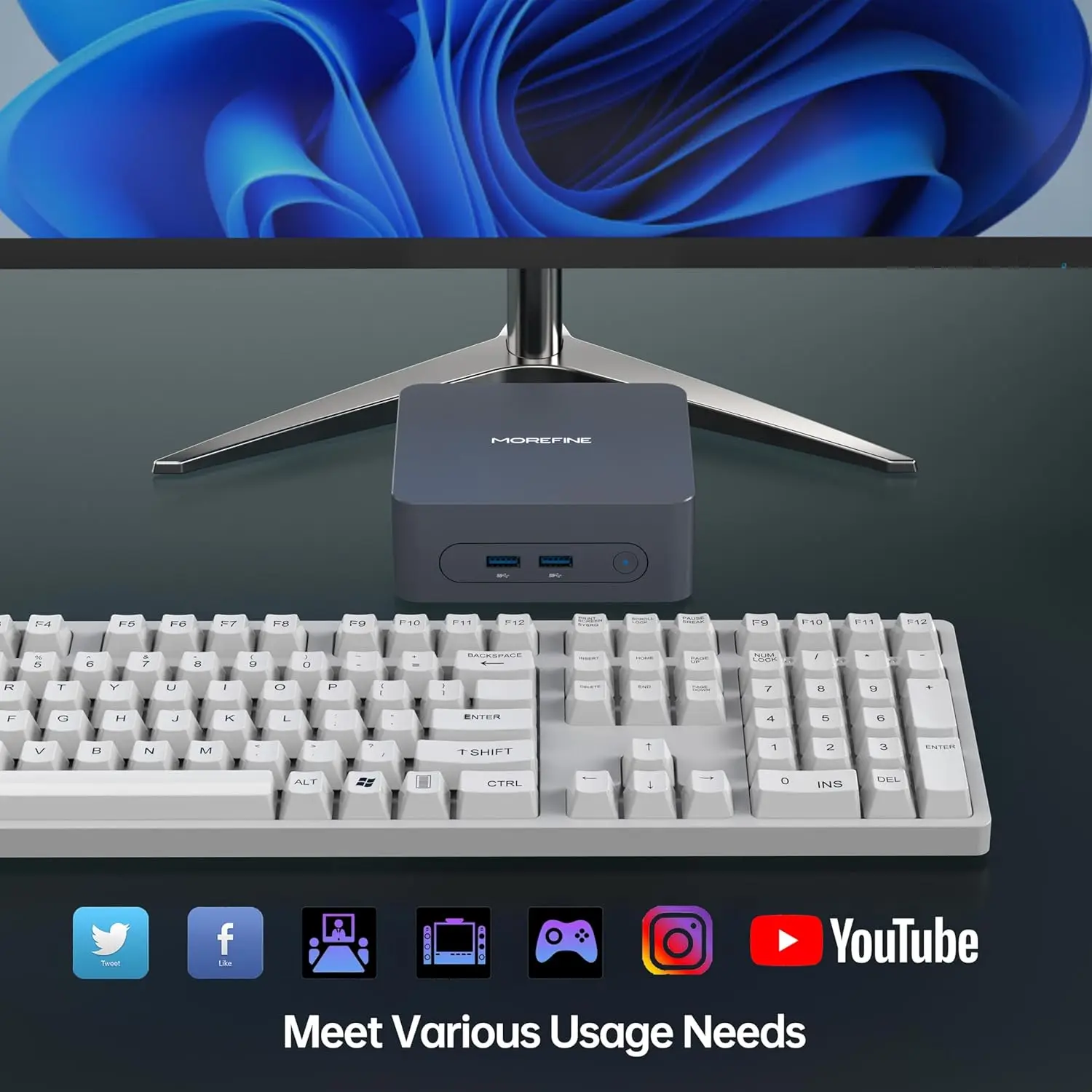 MOREFINE M8 N100 MINI PC WiFi 5 BT5.0 DDR4 16G 512 ГБ NVME Windows11 Pro Мини Компьютер Двухканальный SSD Портативный ПК Игровой ноутбук