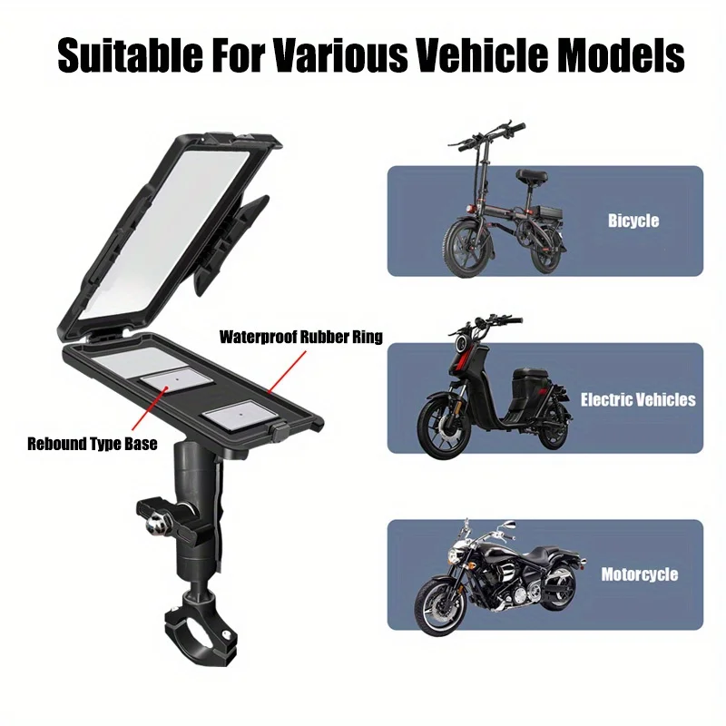 360 ° Rotatable Motorcycle Phone Holder Touch Screen Bicycle Phone Holder Rainproof  Shockproof Motorcycle Phone Support