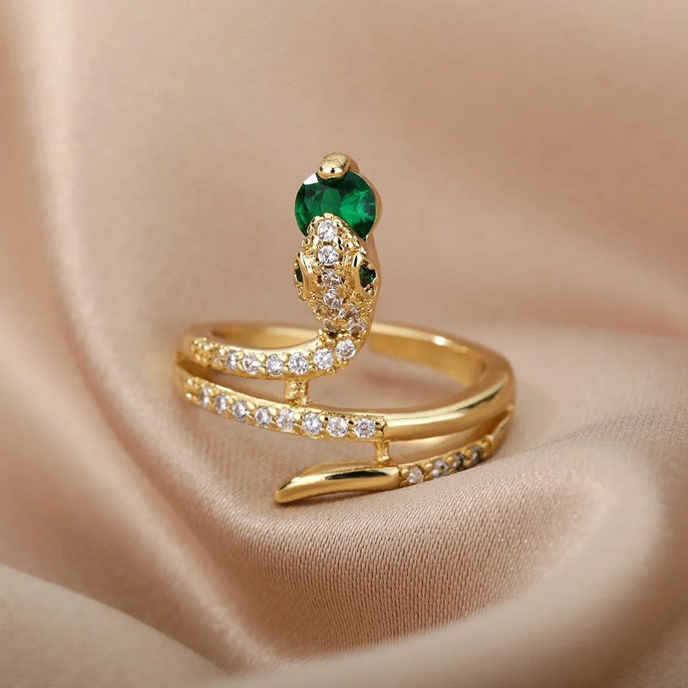 Edelstahl Schlange Ringe Für Frauen Männer Gold Farbe Offene Einstellbare Finger Ring Vintage Gothic Ästhetischen Schmuck anillos mujer