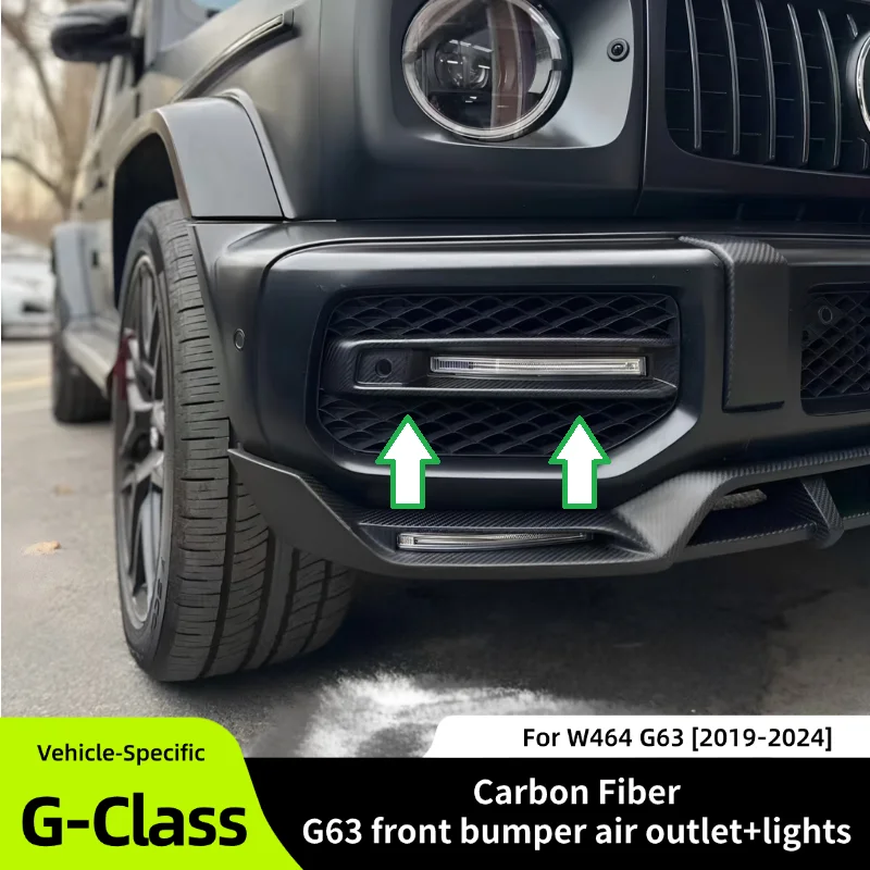 Dry Carbon Fiber Front Bumper Grille Vent Led Drl Daytime Running Light For Mercedes Benz G-Class W463a W464 G63 2019-2024