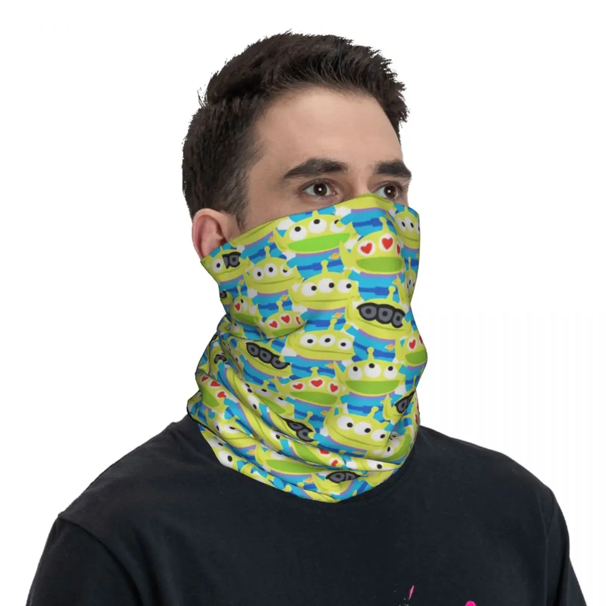 Custom Kawaii Toy Story Alien Pattern Winter Headband Neck Warmer Men Women Hiking Running Tube Scarf Anime Face Bandana Gaiter