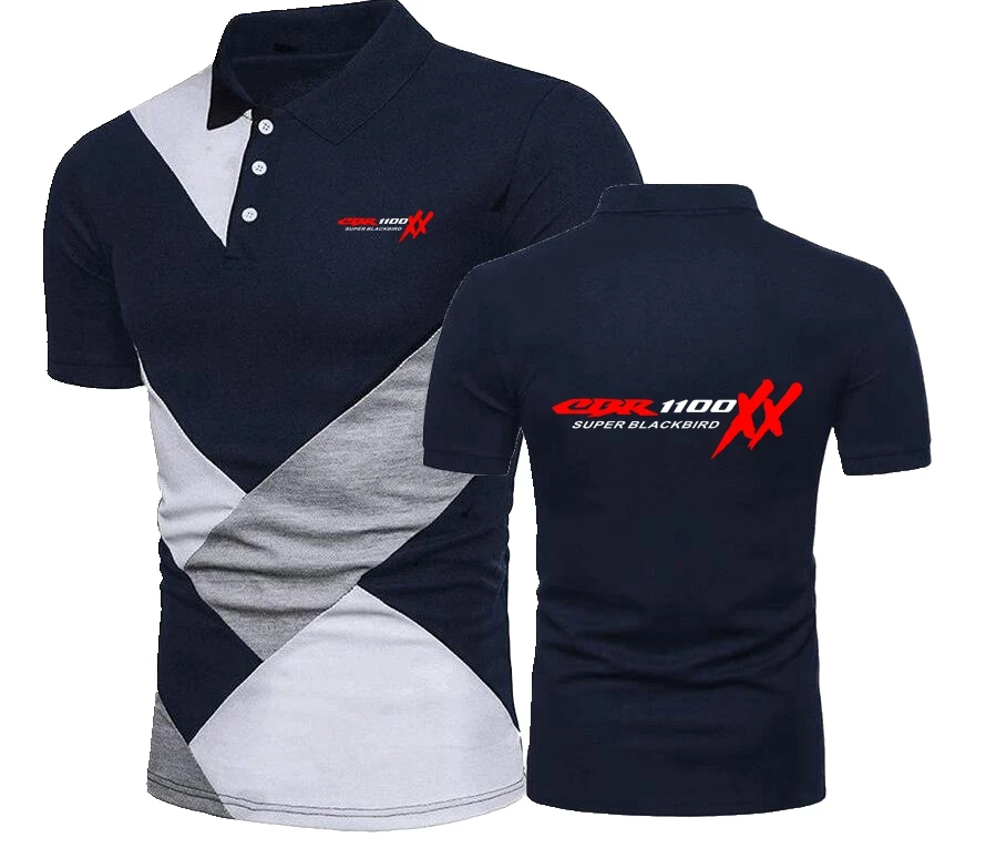 CBR 1100 SUPER BLACKBIRD XX F1 Motorcycles Splicing Polo Shirt Hondaes Men T-Shirt CBR 1100XX Car Motorcycle Polo Tee TShirts 57