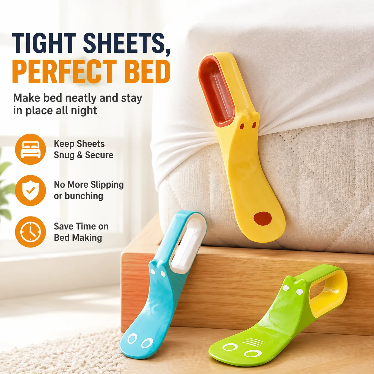 Bed Sheet Fixer, Mattress Gripper, Bed Skirt Holder, Fitted Sheet Fastener, Bed Sheet Tightener for Easy Bed Making
