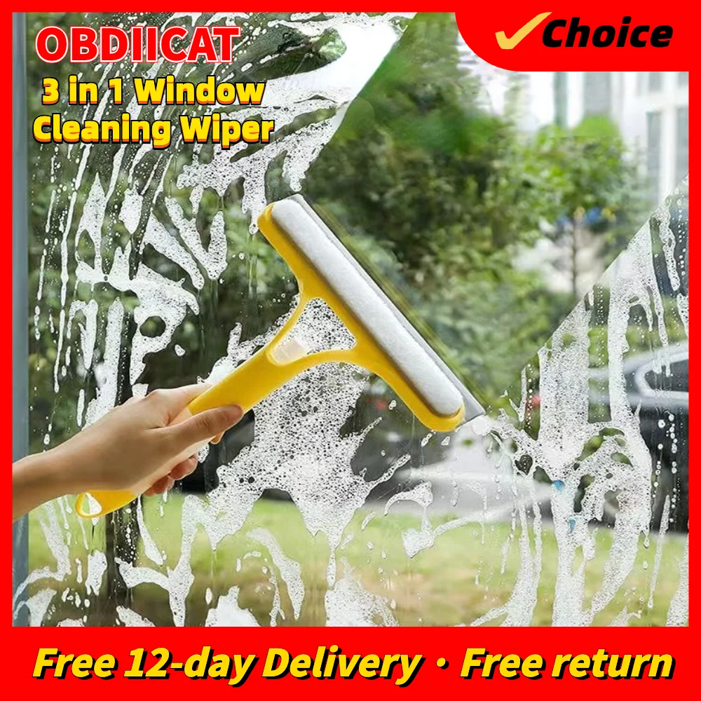 3In1 Wiper Scraper Glass Shower Squeegee Cleaner Window Squeegee With Silicone Holder Bathroom Mirror Wiper Car Cleaning Tool