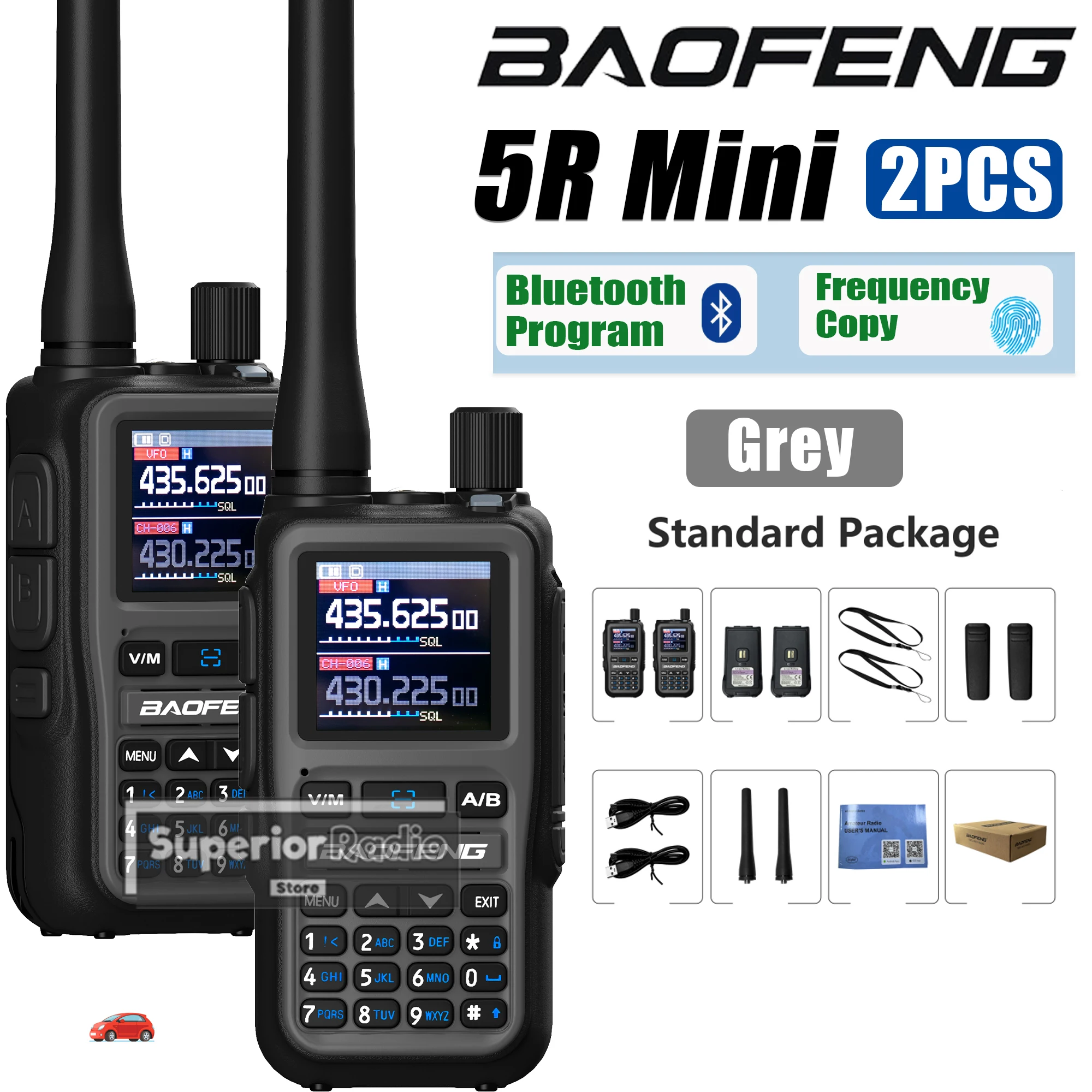 Baofeng UV-5R Mini Walkie Talkie Bluetooth APP Programming Multi Band AM FM Wireless Copy Frequency Dual PTT Type-C 999 Channel