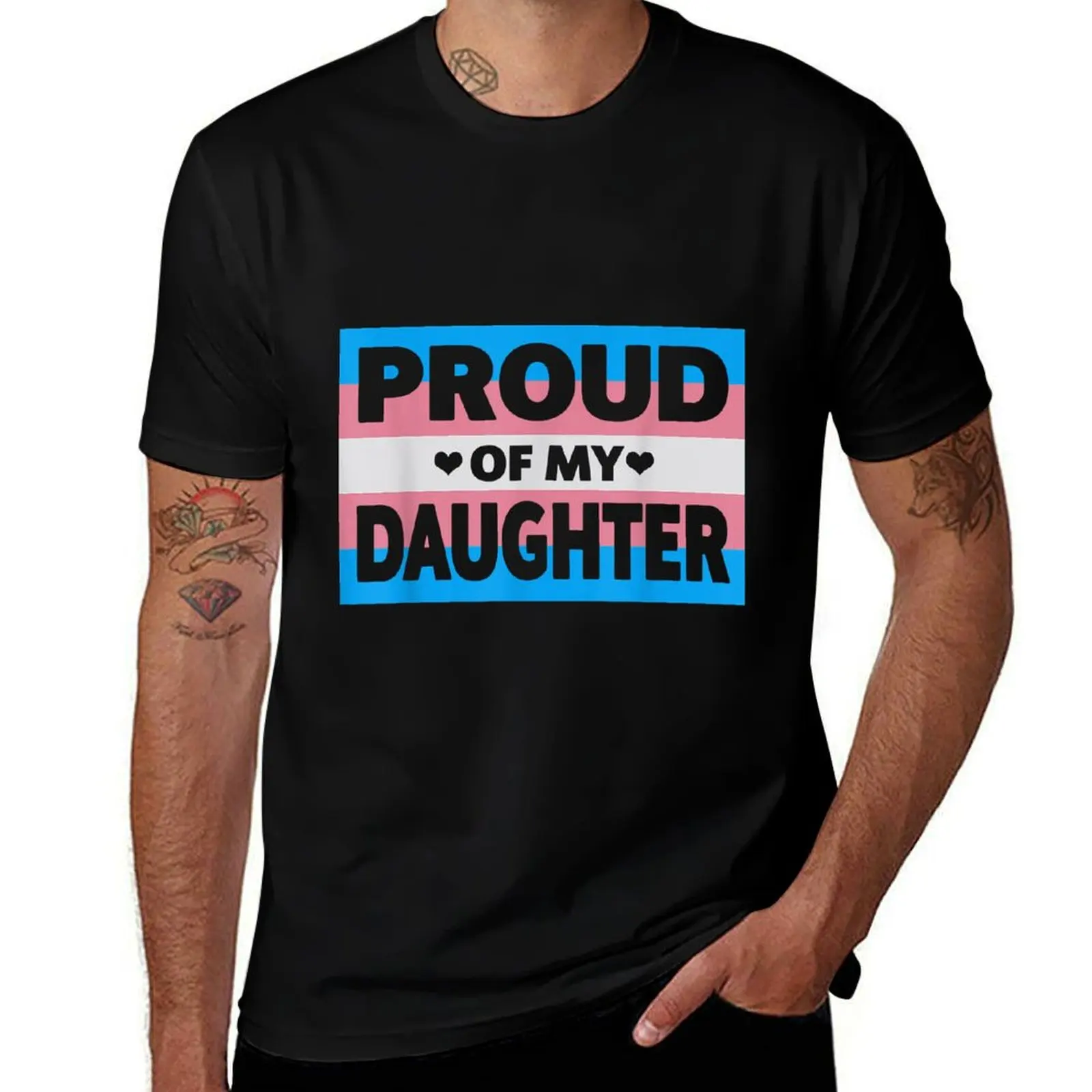 

Transgender Pride Proud Of My Daughter Mom & Dad cute heart T-Shirt t shirts for man graphic funny T-Shirt