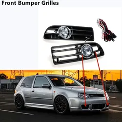 Fit For VW Golf MK4 1998-2004 1 Pair Car White Yellow Fog Light Front Bumper Exhaust Griclles Modified Mesh Grille Replacement