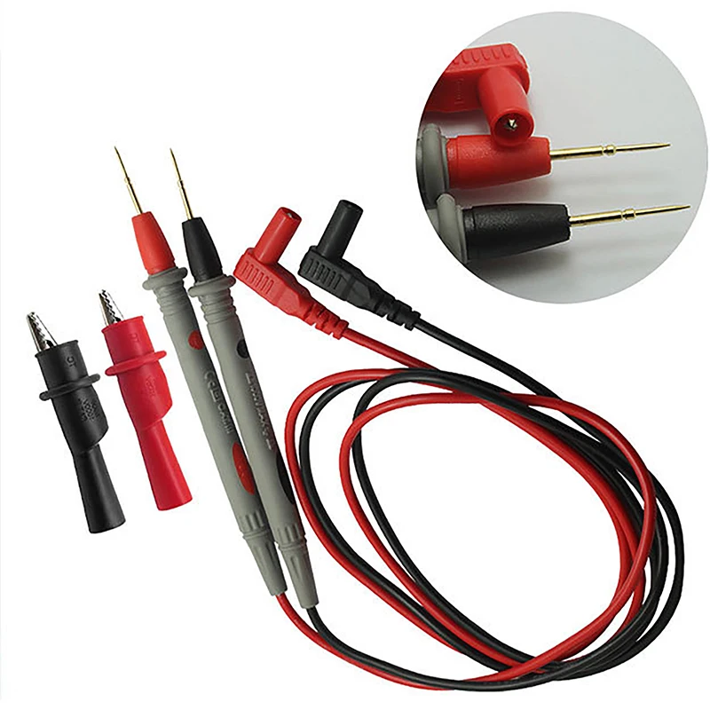 2Pcs/Set Needle Silicone Wire gold-plate Tip Probe Test Leads Pin Universal Digital Multimeter Tester Lead Probe Wire Pen Cable·