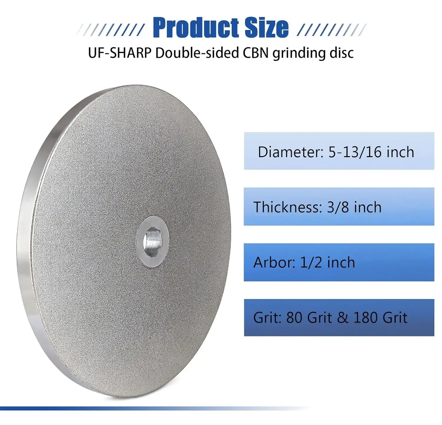 6 inch Double-sided CBN Grinding Disc for WS3000 for Sharpening Woodworking ToolsHigh Speed Steel Tools (80/180 Grit)