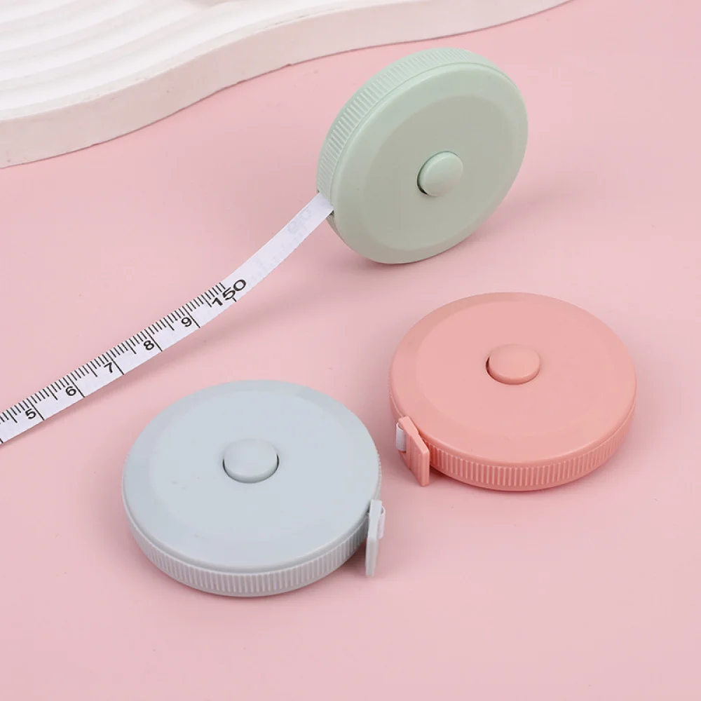 1pcs 1.5m Small Tape Measure Portable Student Soft Leather Three Measurement Clothes Automatic Recycling