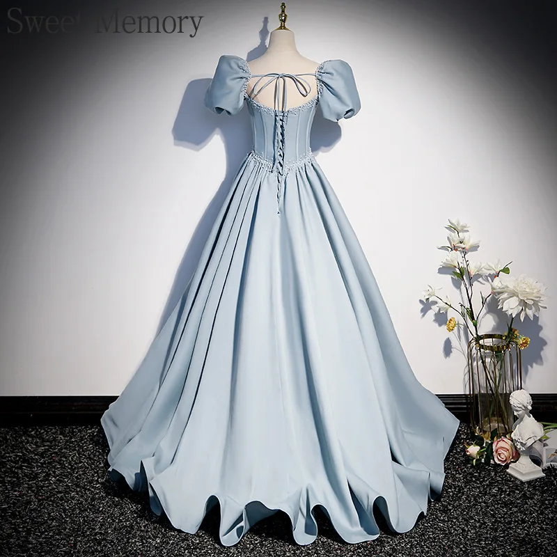 D4150 Customized Light Blue Long Bespoke Occasion Dresses Sweet Memory Princess Banquet Party Ball Prom Performance Dress