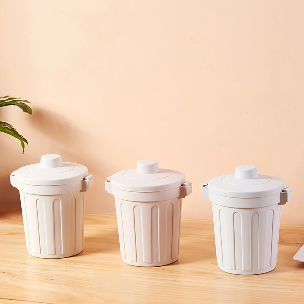 

Flip Trash Can Desk Garbage Small Bin Desktop Mini Cans Portable Bedroom with Lid